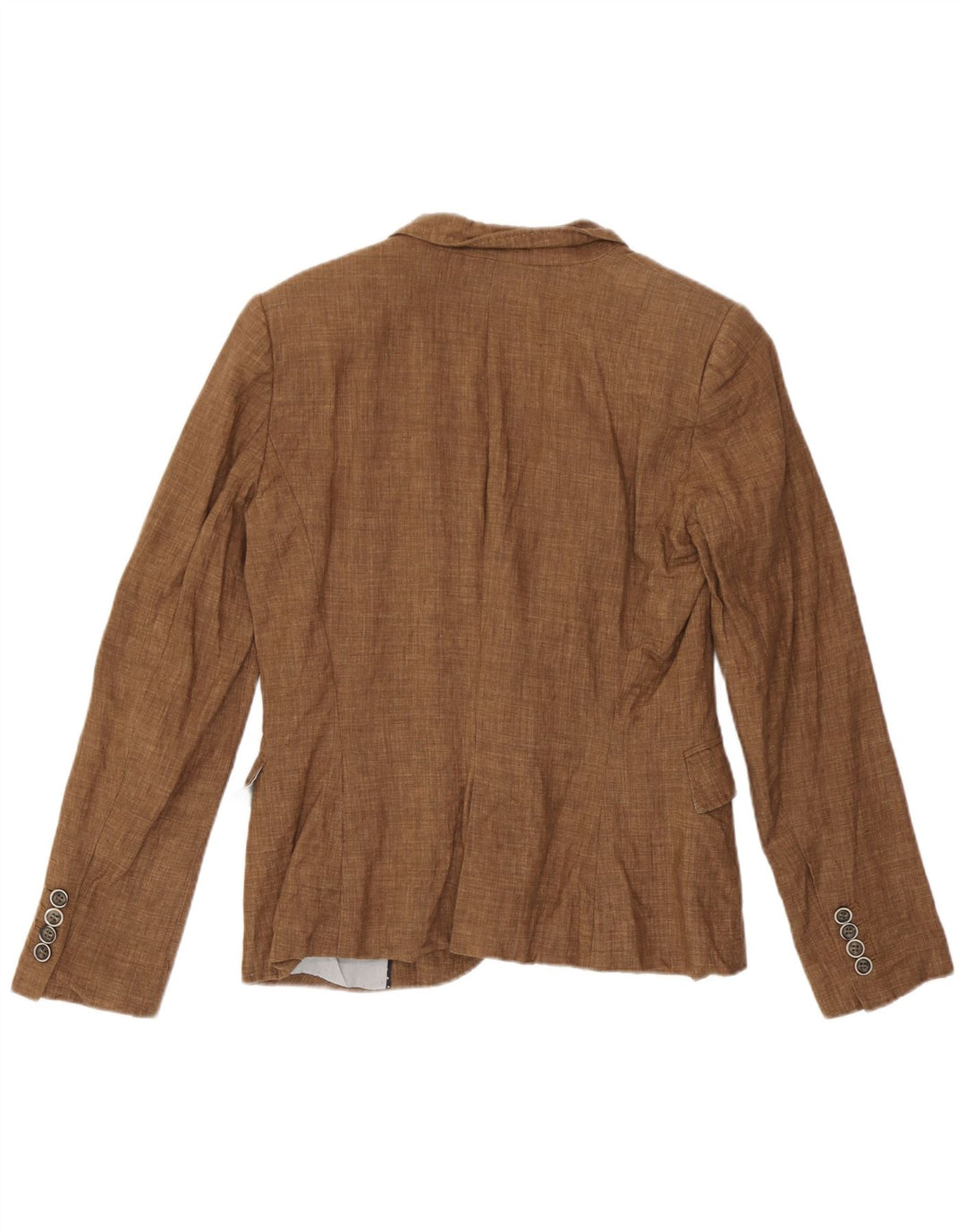 Zara Dame 1 Knap Blazer Jacket UK 14 Medium Brun Linen