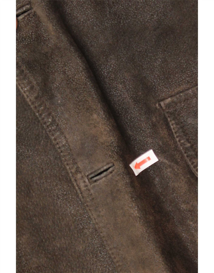Vintage herre 3 knap læder blazerjakke IT 52 XL Brun