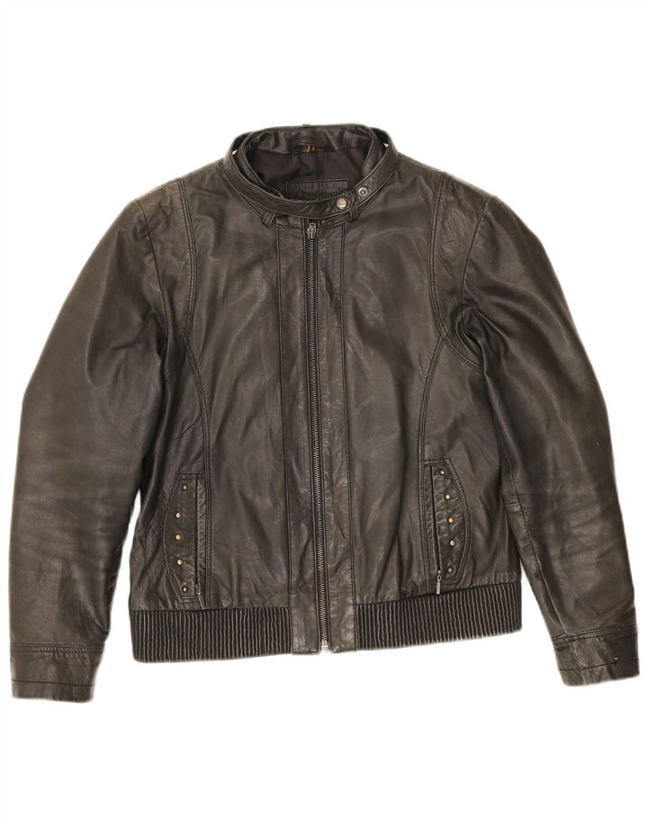 Conbipel Womens Bomber Læderjakke IT 44 Medium Sort Læder