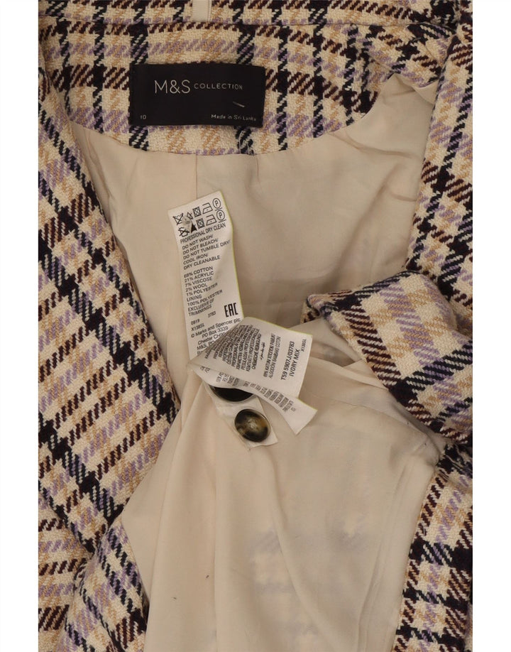 Marks & Spencer Dame Blazer Jacket UK 10 Small Multicolored Check