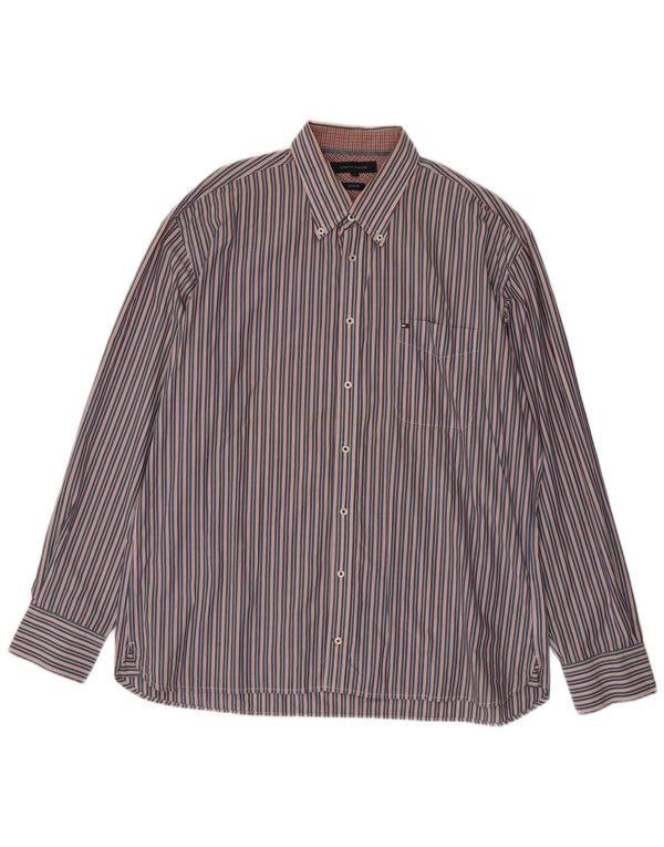 Tommy Hilfiger Herre Custom Fit skjorte 2XL blå stribet bomuld