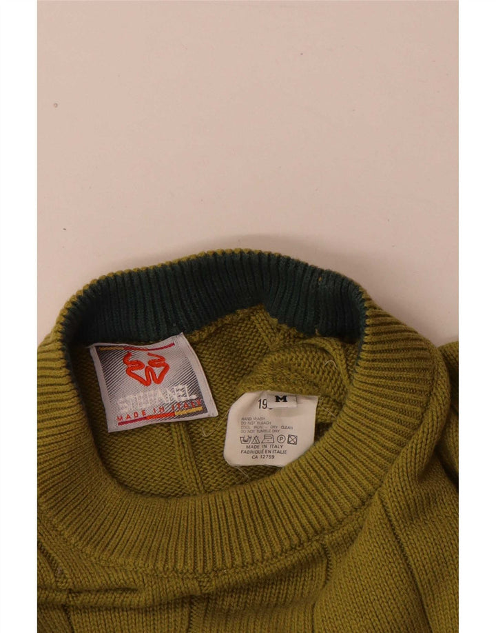 Stefanel Herre rund hals sweater mellemgrøn Colourblock bomuld