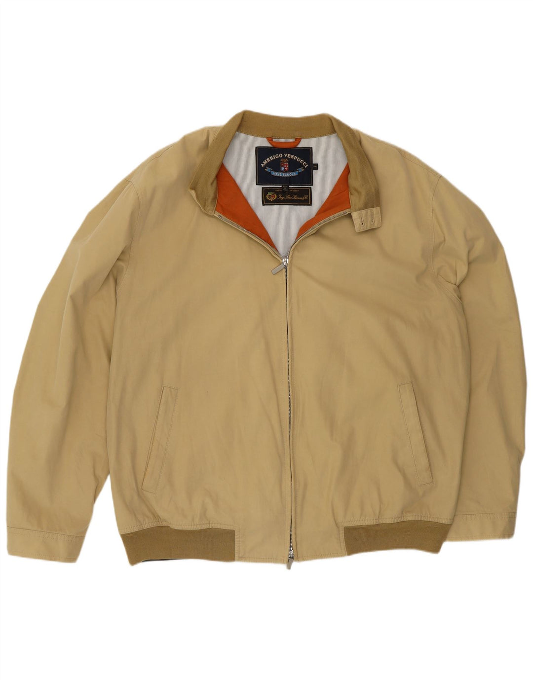 Amerigo Vespucci Herre Bomber Jacket UK 44 2XL Beige Polyester