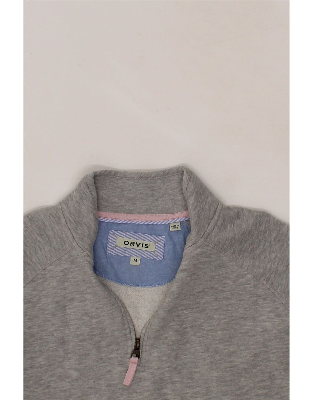ORVIS Womens Zip Neck Sweatshirt Jumper Medium Grey Cotton Vintage Orvis and Second-Hand Orvis from Messina Hembry 