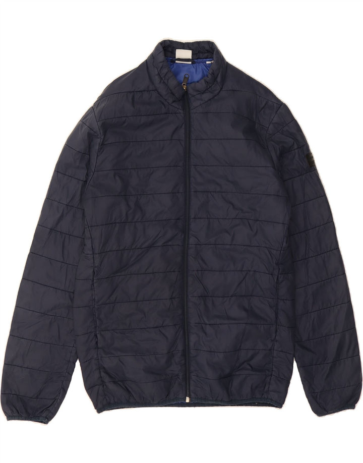 JACK & JONES Mens Padded Jacket UK 38 Medium Navy Blue Nylon Vintage Jack & Jones and Second-Hand Jack & Jones from Messina Hembry 