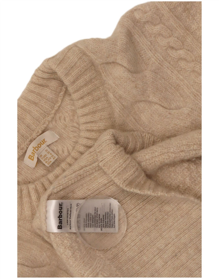 Barbour Dame Jumper Sweater UK 10 Lille Beige Uld