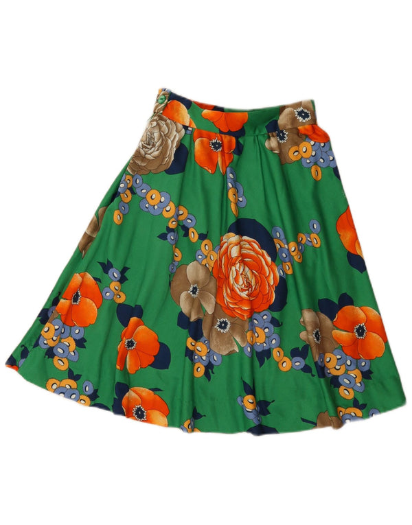 Vintage A-line nederdel til kvinder W22 2XS Grøn blomster