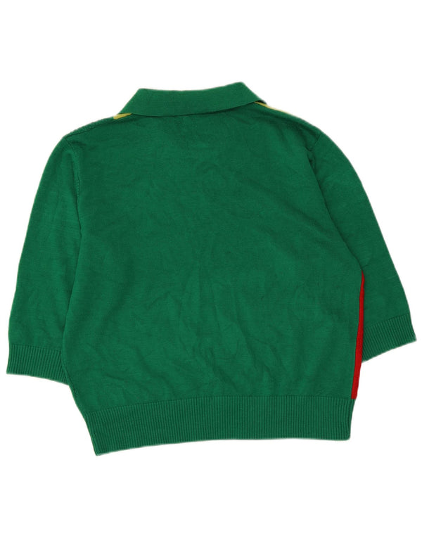 Vintage Dame Polo Neck Jumper Sweater UK 14 Large Green Colourblock