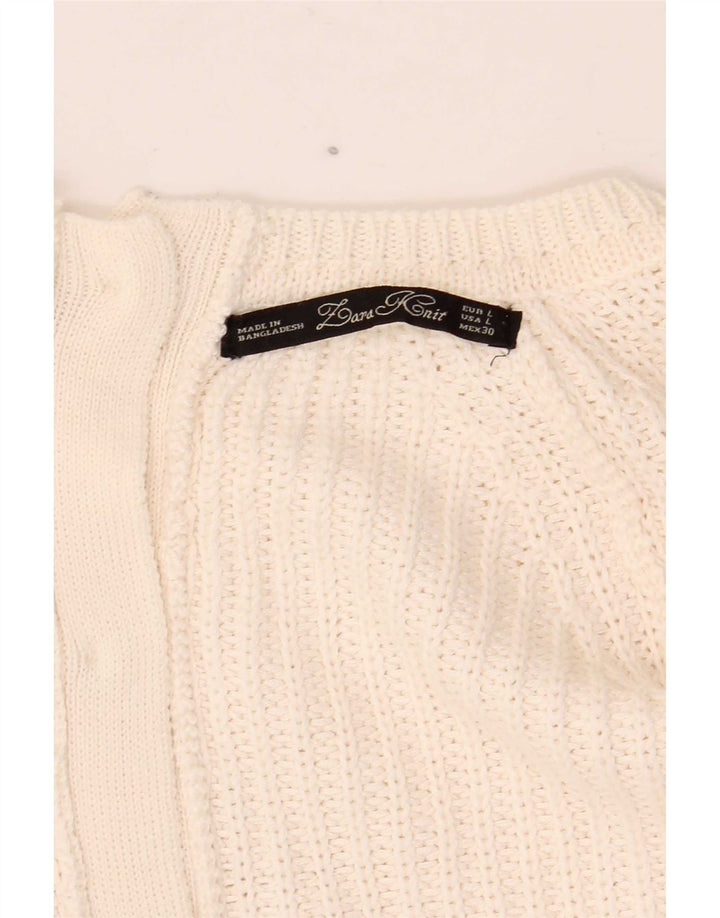 Zara Dame Cardigan Sweater UK 14 Large Off White