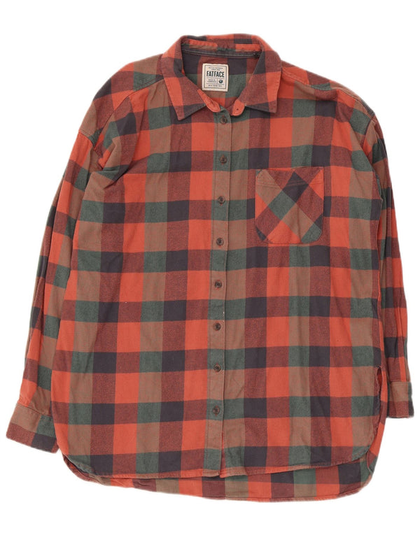 Fat Face Dame Flanell Shirt UK 12 Medium Multicolored Gingham Cotton