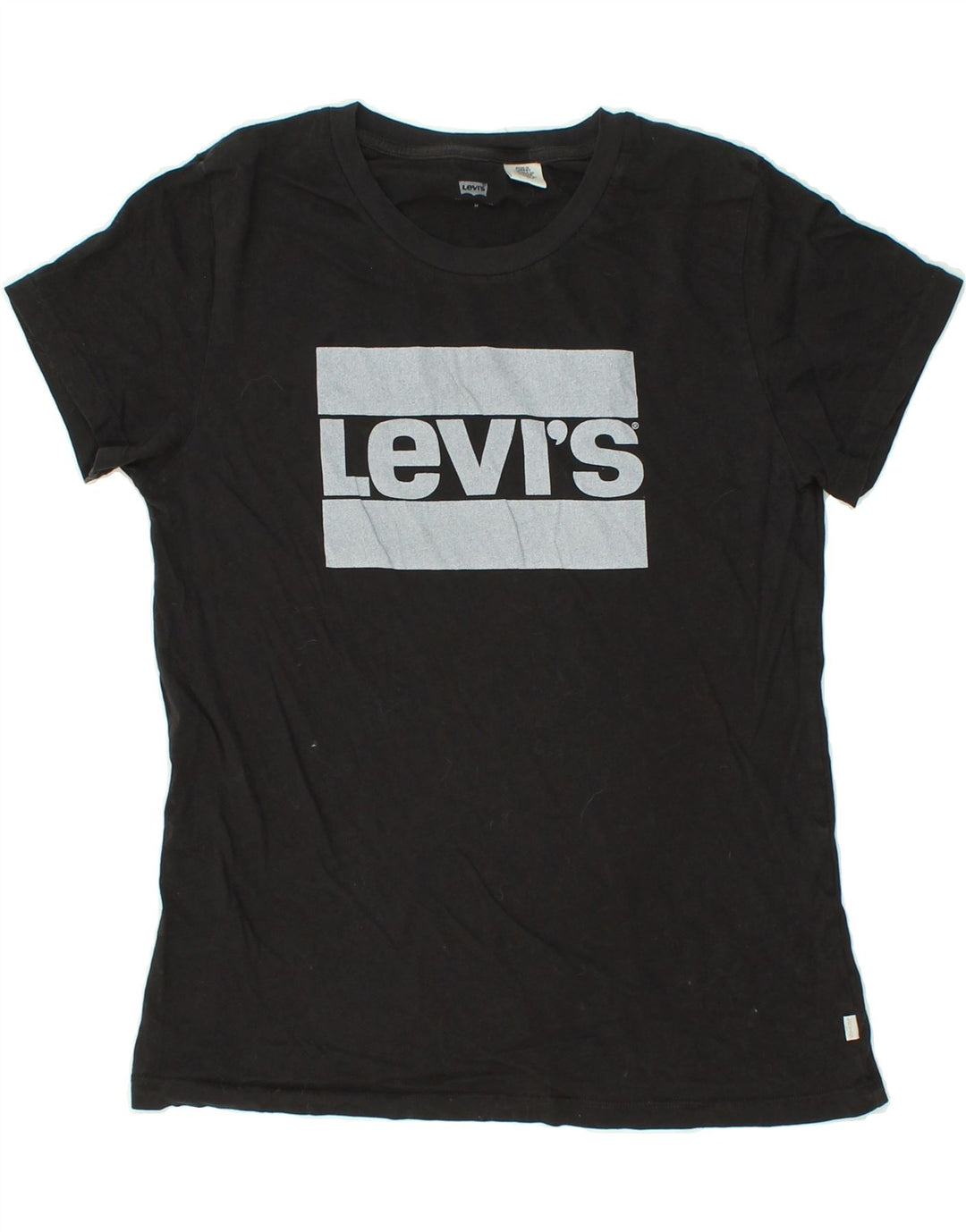 LEVI'S Womens Graphic T-Shirt Top UK 14 Medium Black Vintage Levi's and Second-Hand Levi's from Messina Hembry 