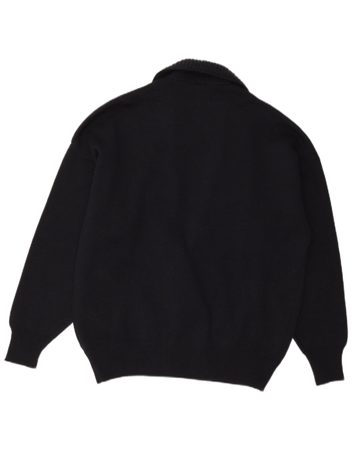 White Sails Herre Oversized Cardigan Sweater US 6 Medium Navy Blue Wool