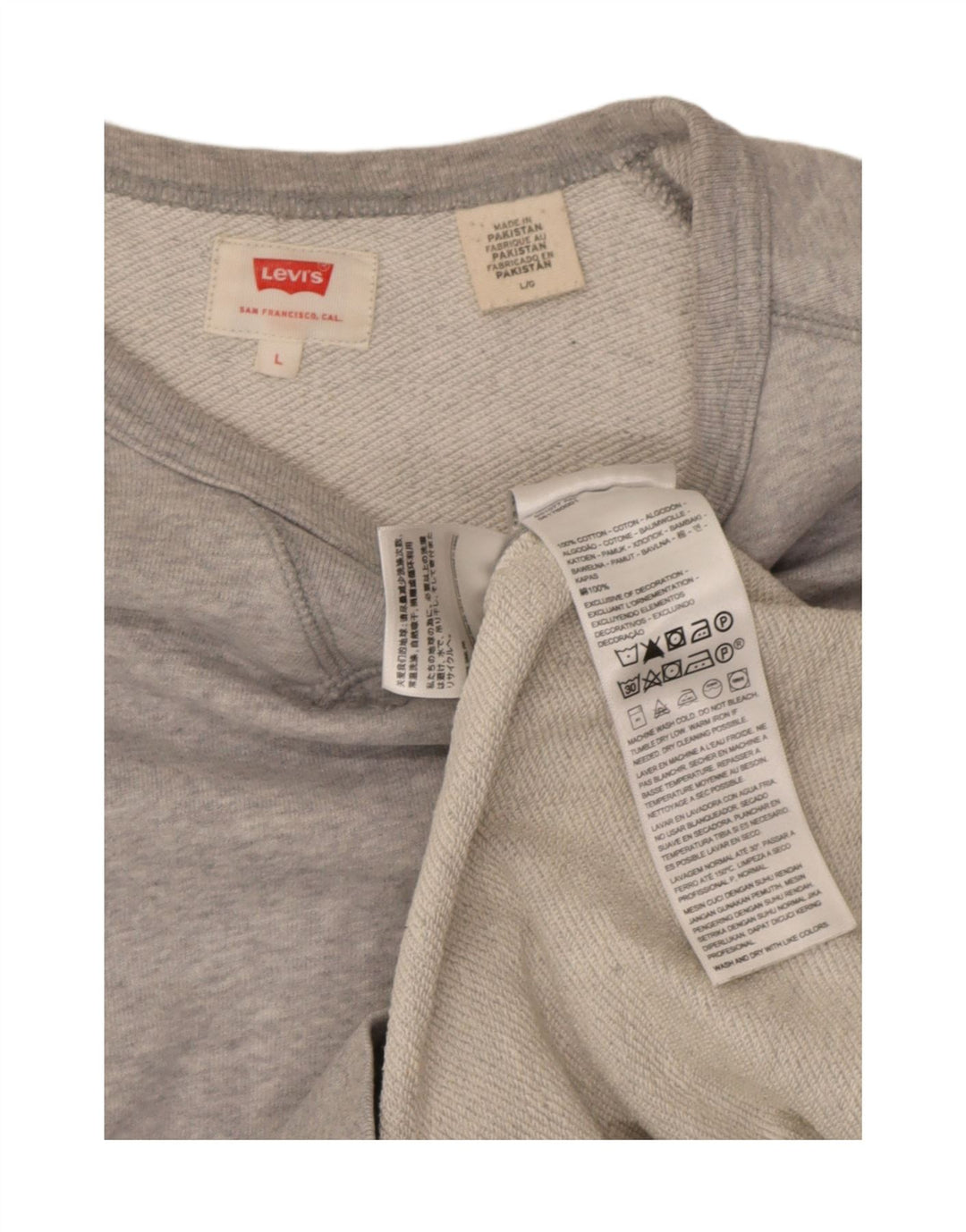 Levi's Sweatshirt-trøje til mænd, stor grå flækket bomuld