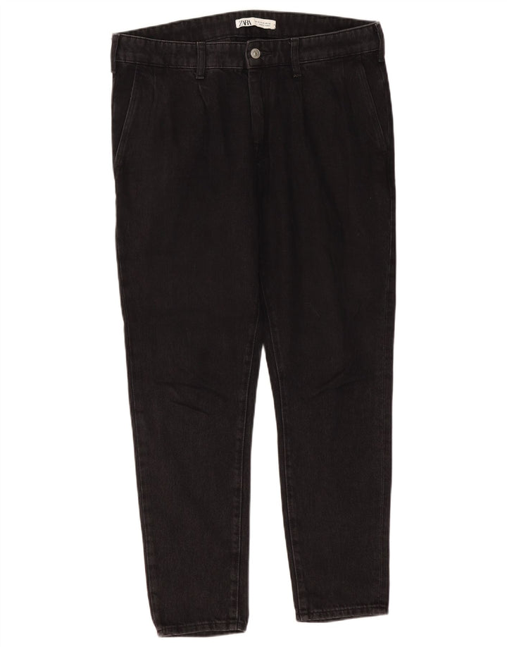 ZARA Herre Slim Jeans EU 42 Large W32 L27 Sort Bomuld