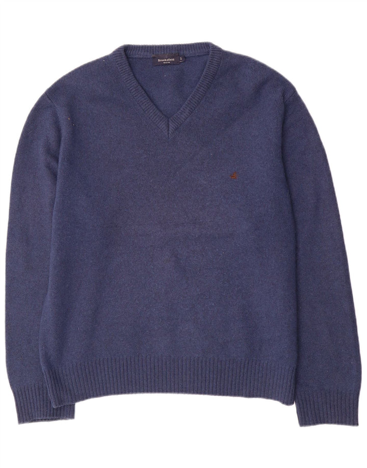 Brooksfield Herre V-hals sweater IT 54 XL Marineblå Uld