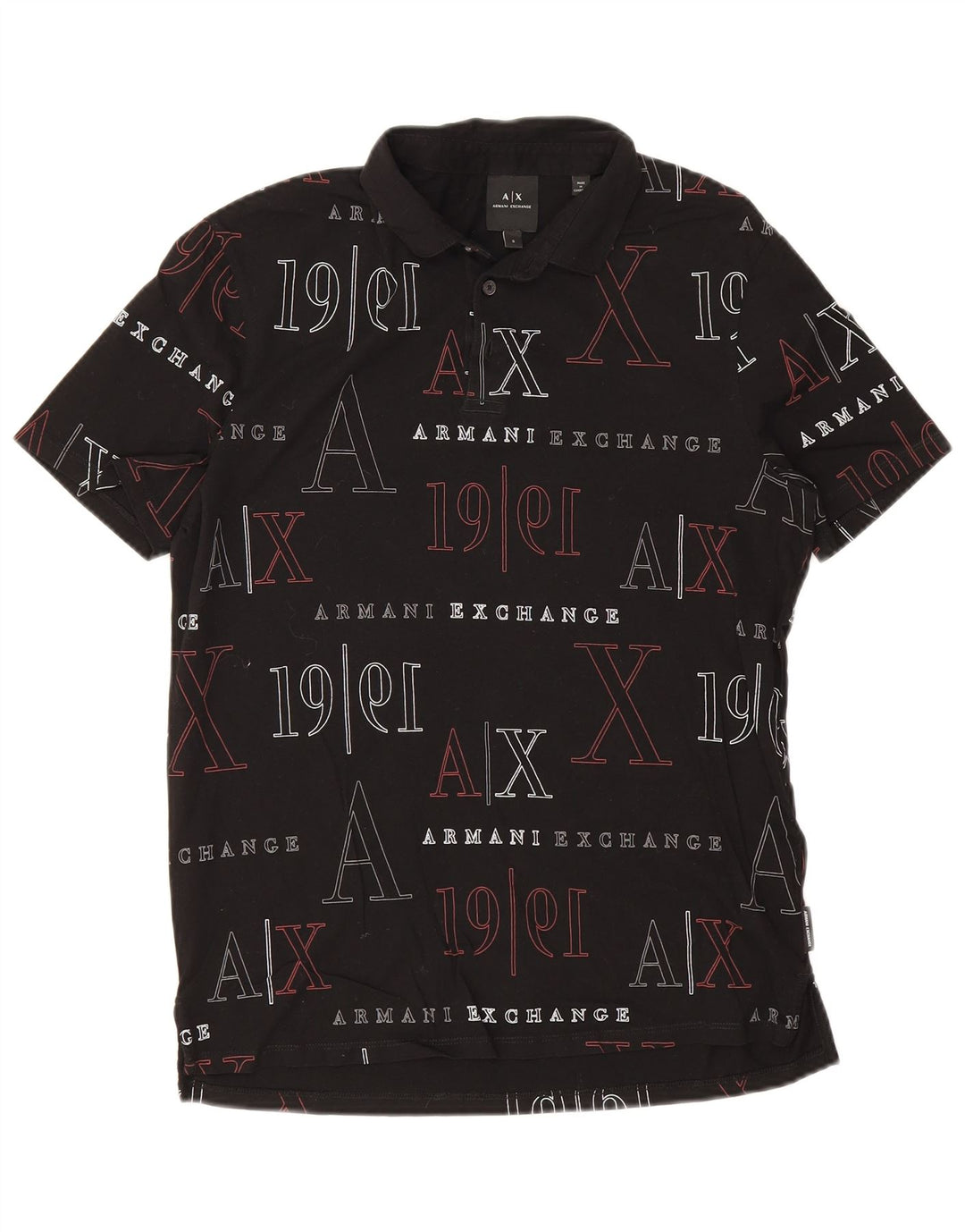 Armani Exchange Herre grafisk poloshirt Lille sort bomuld