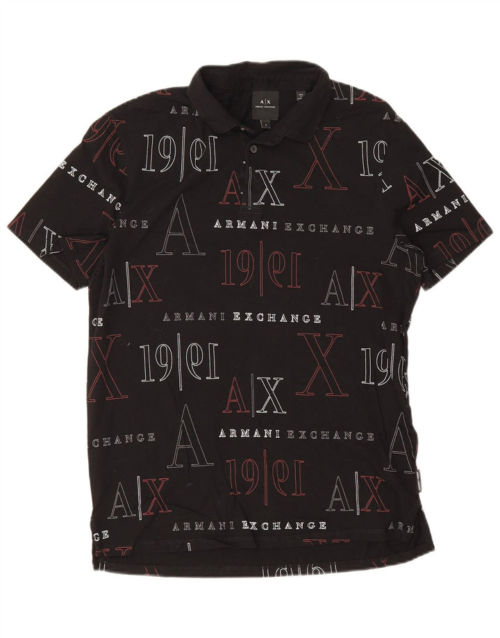 Armani Exchange Herre grafisk poloshirt Lille sort bomuld