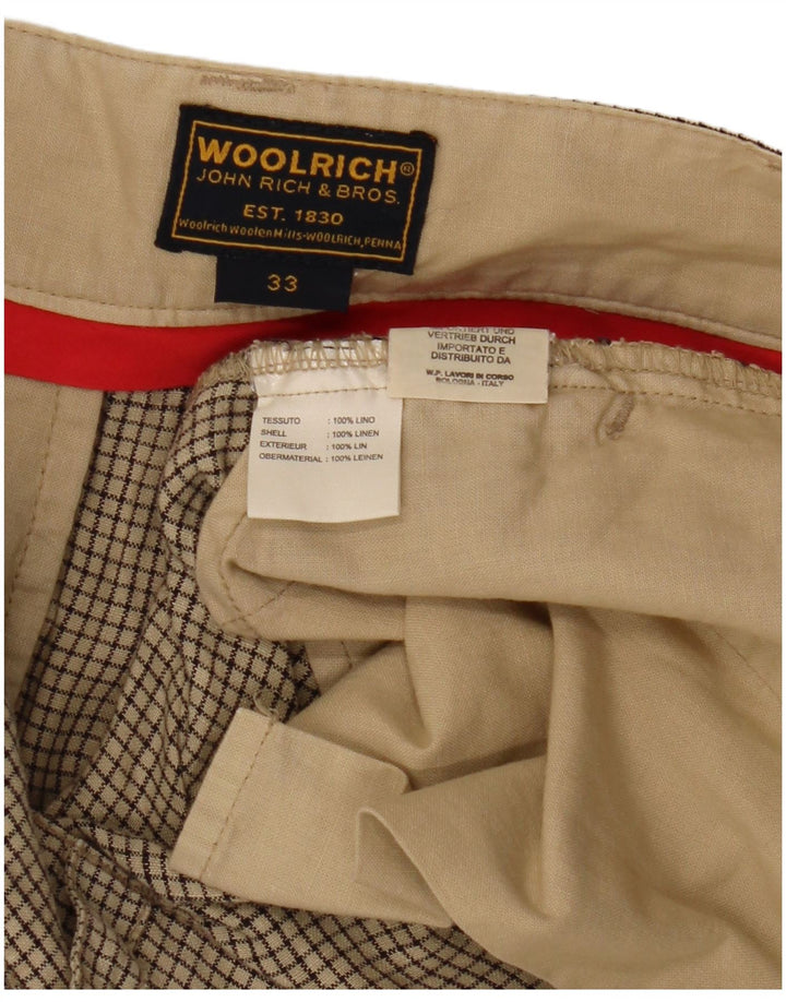 Woolrich lige nederdel til kvinder W33 Stor beige ternet hør