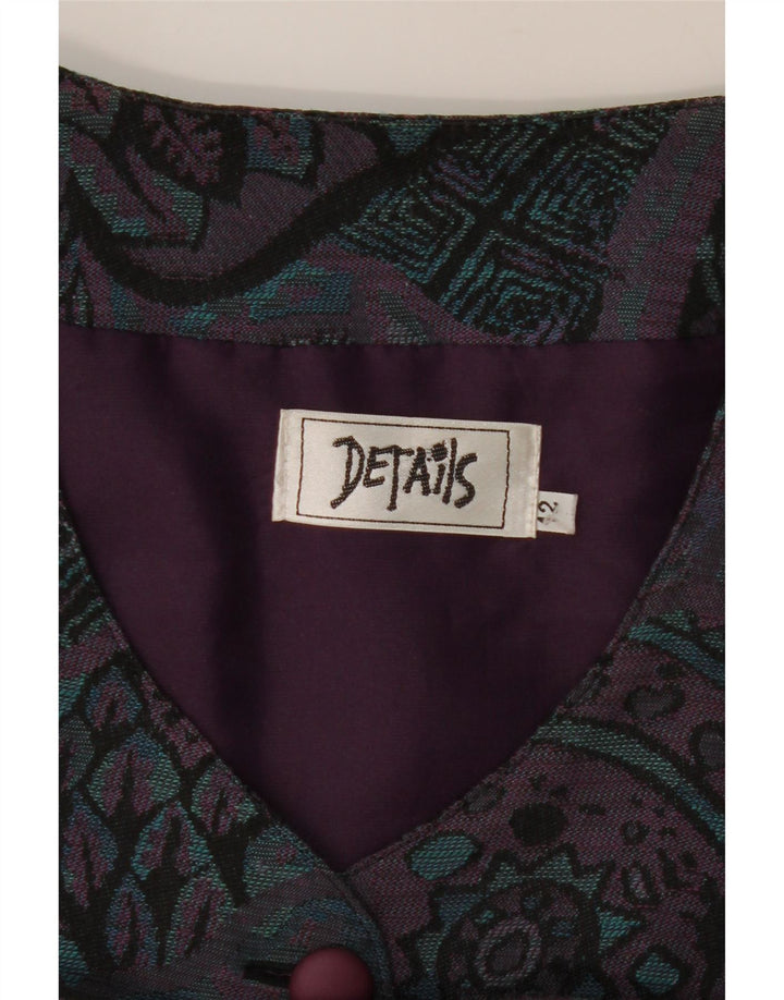 VINTAGE Womens Abstract Pattern 4 Button Blazer Jacket UK 12 Medium Purple Vintage Vintage and Second-Hand Vintage from Messina Hembry 