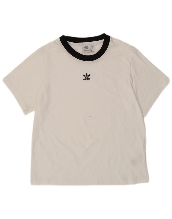 ADIDAS Dame Oversized T-Shirt Top UK 8 Small White Bomuld
