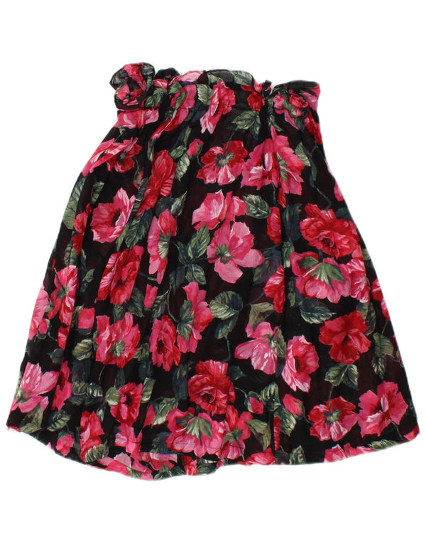 Mexx Womens A-Line Skirt EU 36 Small W26  Black Floral Cotton