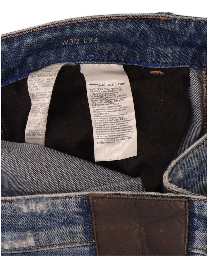 Calvin Klein Herre Distressed Slim Jeans W32 L34 Blå Bomuld