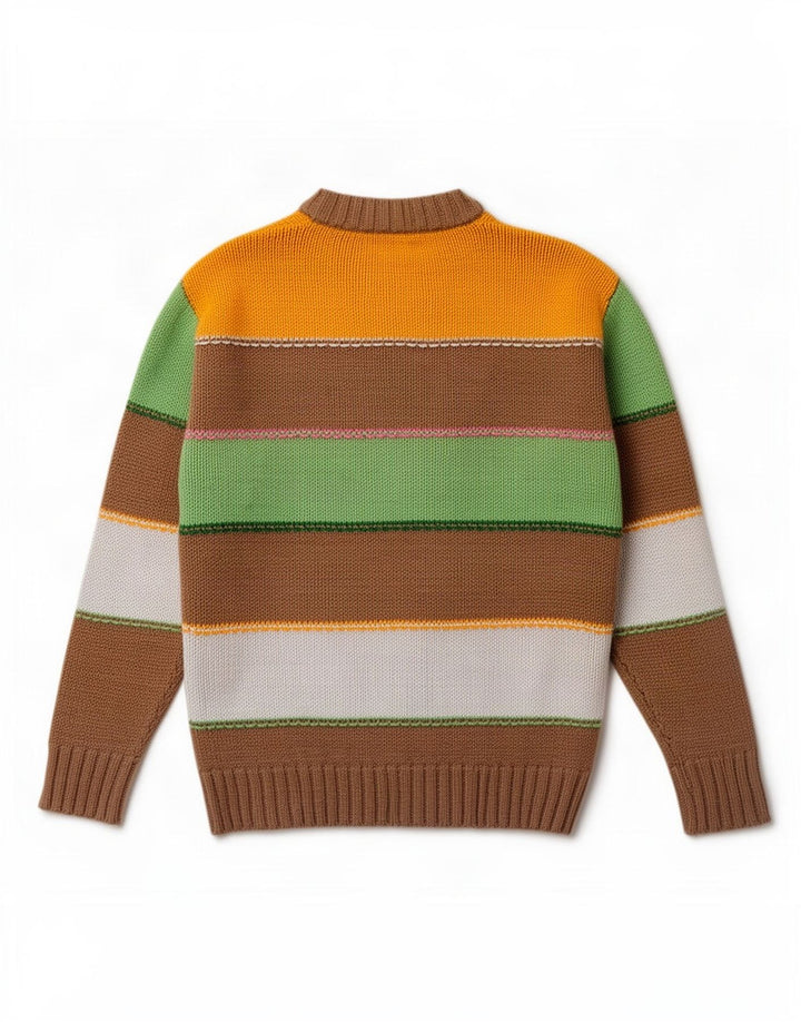 Zara Herre V-hals sweater Medium Flerfarvet stribet bomuld