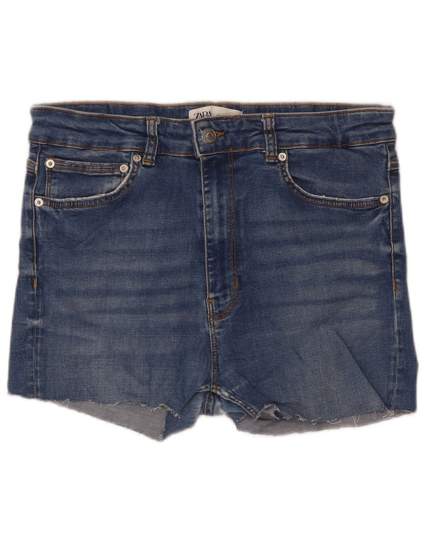 Zara Dame Højtalje Skinny Denim Shorts EU 44 XL W34 Blå