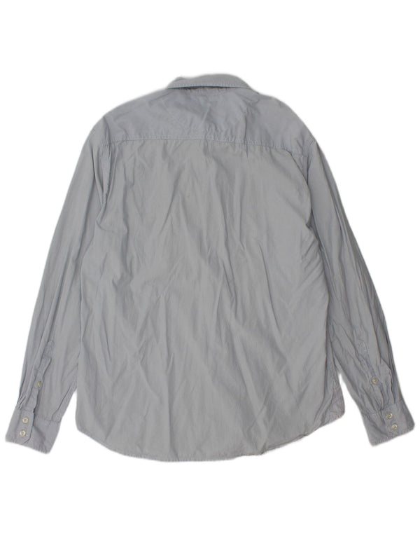 Napapijri Mens Shirt XL Blue Pinstripe Cotton