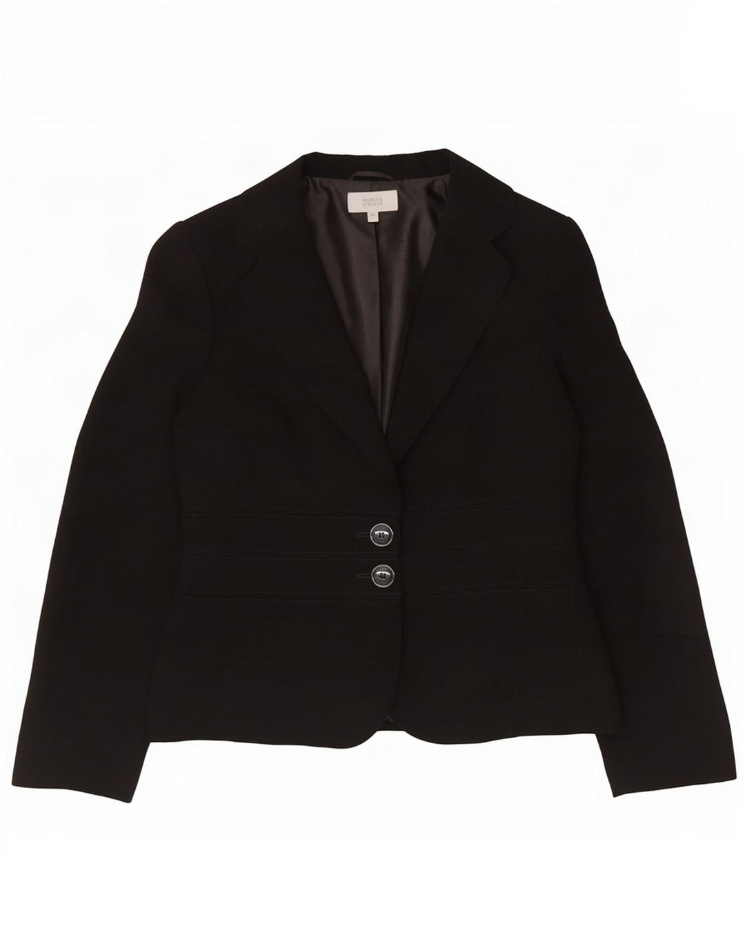 Marks & Spencer Dame 2 Button Blazer Jacket UK 12 Medium Black Polyester