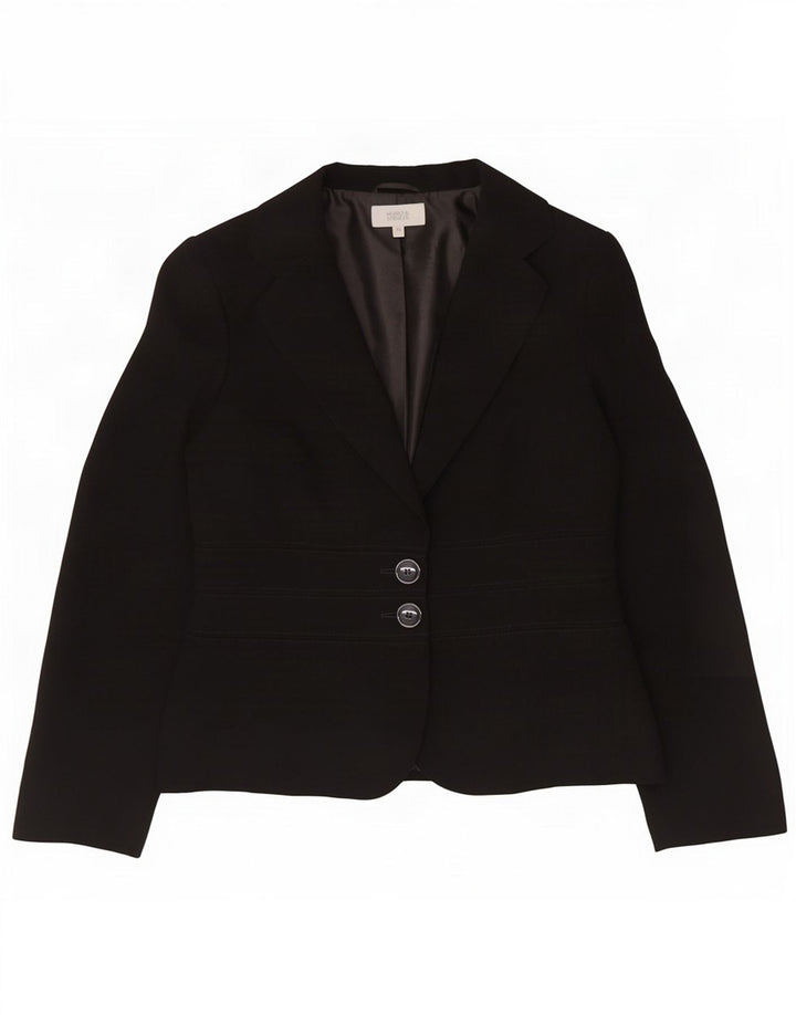 Marks & Spencer Dame 2 Button Blazer Jacket UK 12 Medium Black Polyester