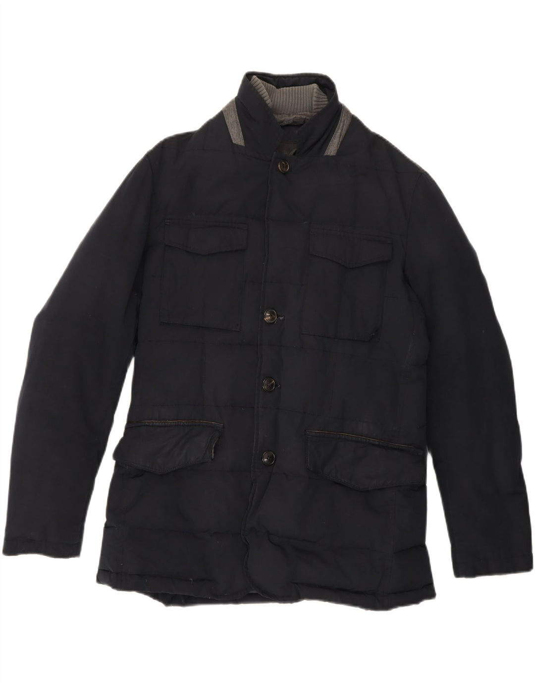 MASSIMO DUTTI Mens Padded Jacket UK 40 Large Navy Blue Nylon Vintage Massimo Dutti and Second-Hand Massimo Dutti from Messina Hembry 