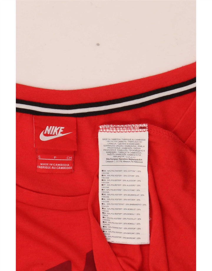 Nike Dame Oversized grafisk T-shirt Top UK 8 Small Red Polyester Sports