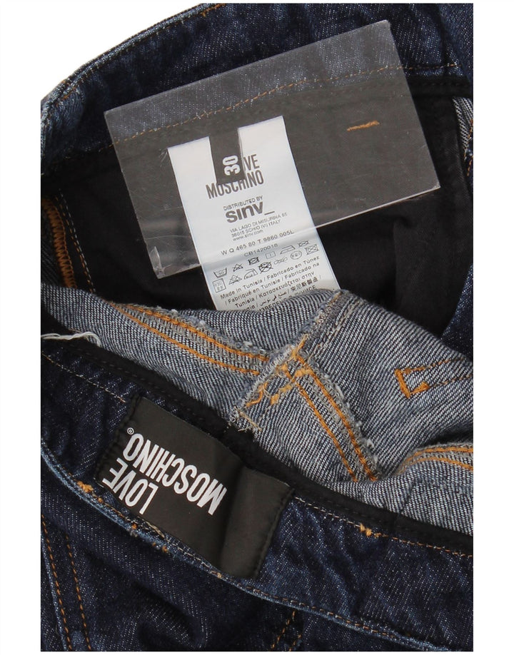 MOSCHINO Straight Jeans til kvinder W30 L28 Marineblå Bomuld