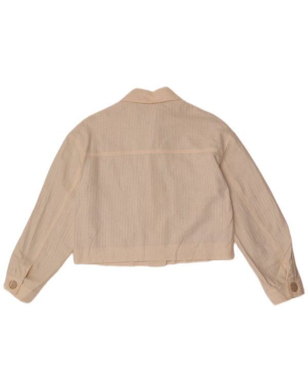 Zara Womens Crop Oversized Bomber Jacket UK 6 XS Off White