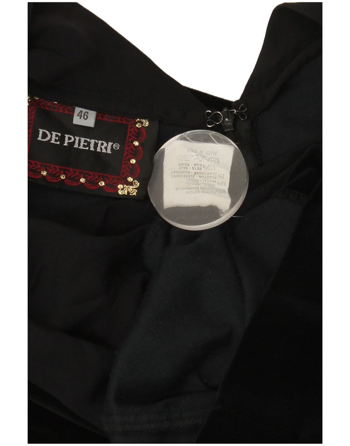 DE PIETRI Womens Velvet Shift Dress IT 46 Large Black Colourblock
