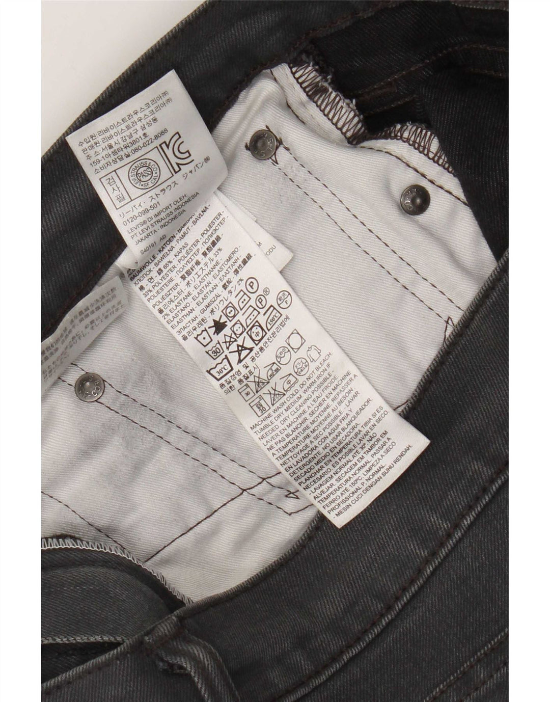 Levi's Slim Jeans til mænd W34 L32 Grå bomuld