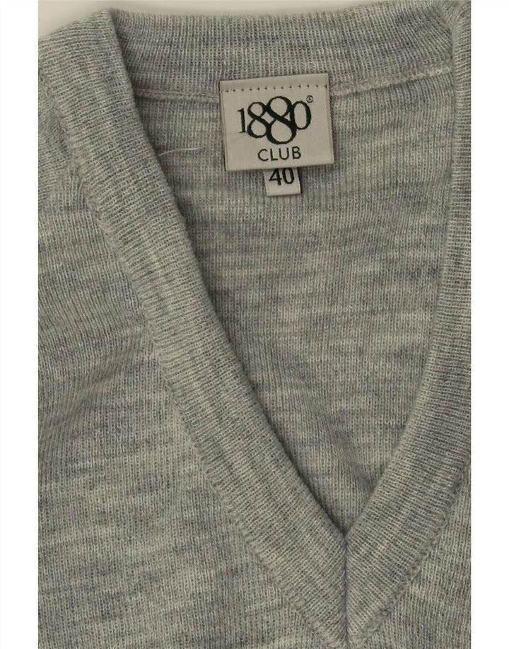 VINTAGE Mens V-Neck Jumper Sweater IT 40 Medium Grey Flecked Acrylic Vintage Vintage and Second-Hand Vintage from Messina Hembry 