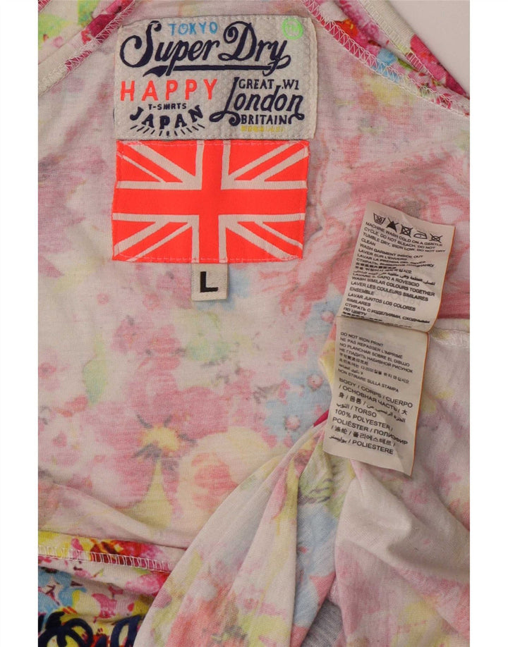 Superdry grafisk vest top til kvinder 16 Stor flerfarvet blomsterpolyester