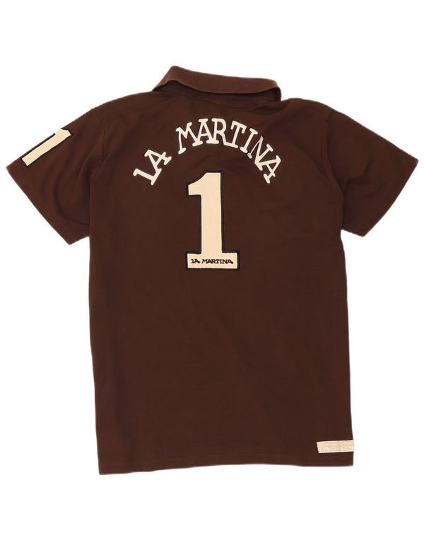 La Martina Herre grafisk poloskjorte 2XL brun bomuld