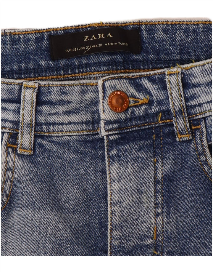 Zara Herre Distressed Slim Jeans EU 38 Small W30 L28 Blue Colourblock