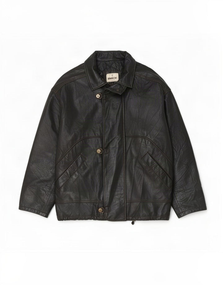 Braschi Herre Loose Fit Læderjakke UK 38 Medium Brun