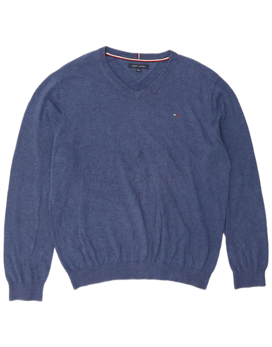 Tommy Hilfiger Herre V-hals sweater XL Blå Klassisk
