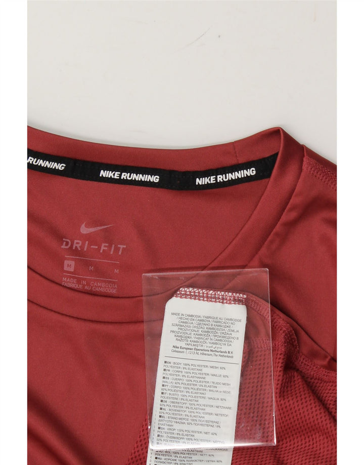 NIKE Womens Dri Fit T-Shirt Top UK 14 Medium Maroon Polyester Vintage Nike and Second-Hand Nike from Messina Hembry 