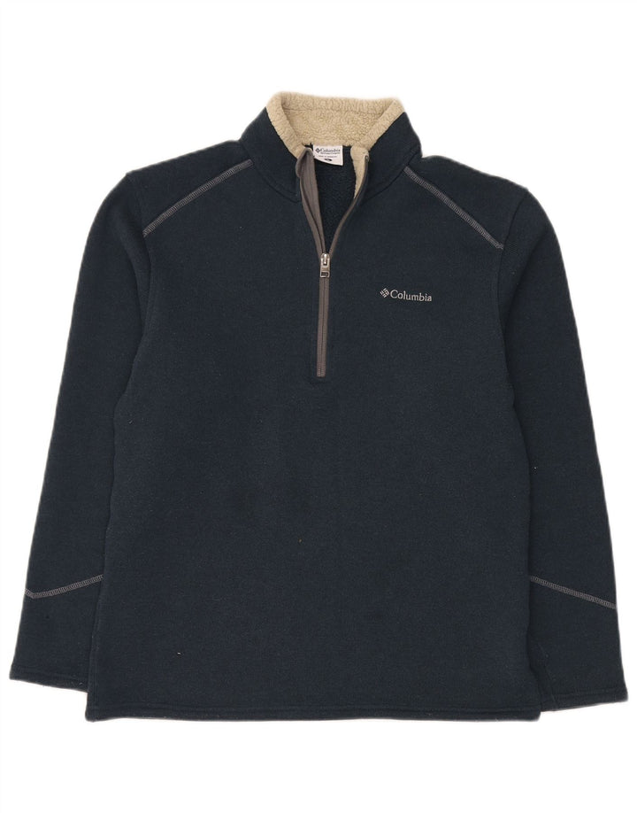 Columbia Herre Zip Neck Jumper Sweater Medium Navy Blue Polyester