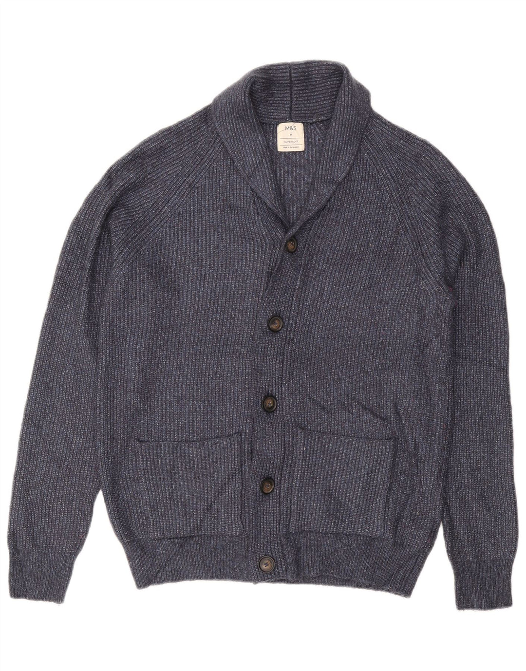 Marks & Spencer Herre cardigan sweater Medium Marineblå polyamid