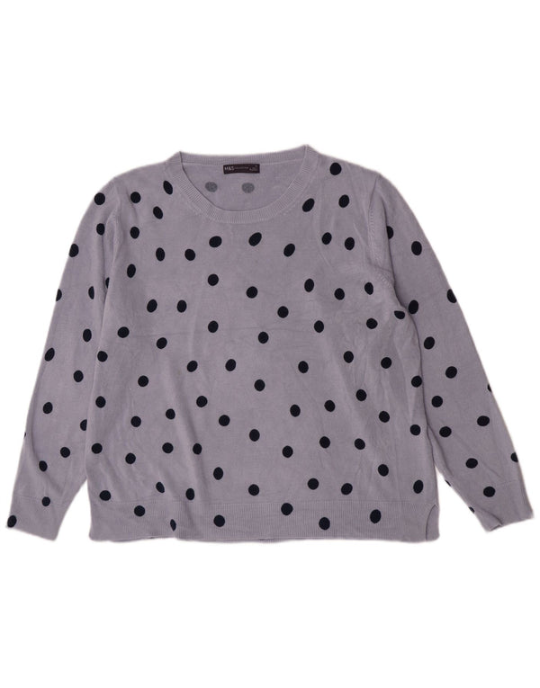 Marks & Spencer Dame Boat Neck Jumper Sweater UK 22 3XL Blå Polka Dot