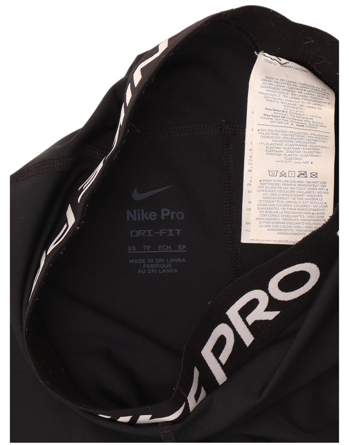 NIKE Dri Fit grafiske sportsshorts til kvinder UK 4 XS sort polyester