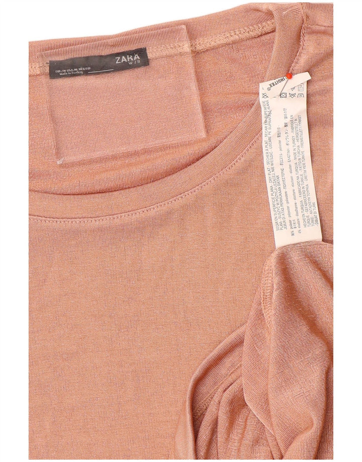 Zara Dame T-Shirt Top UK 12 Medium Pink Polyester
