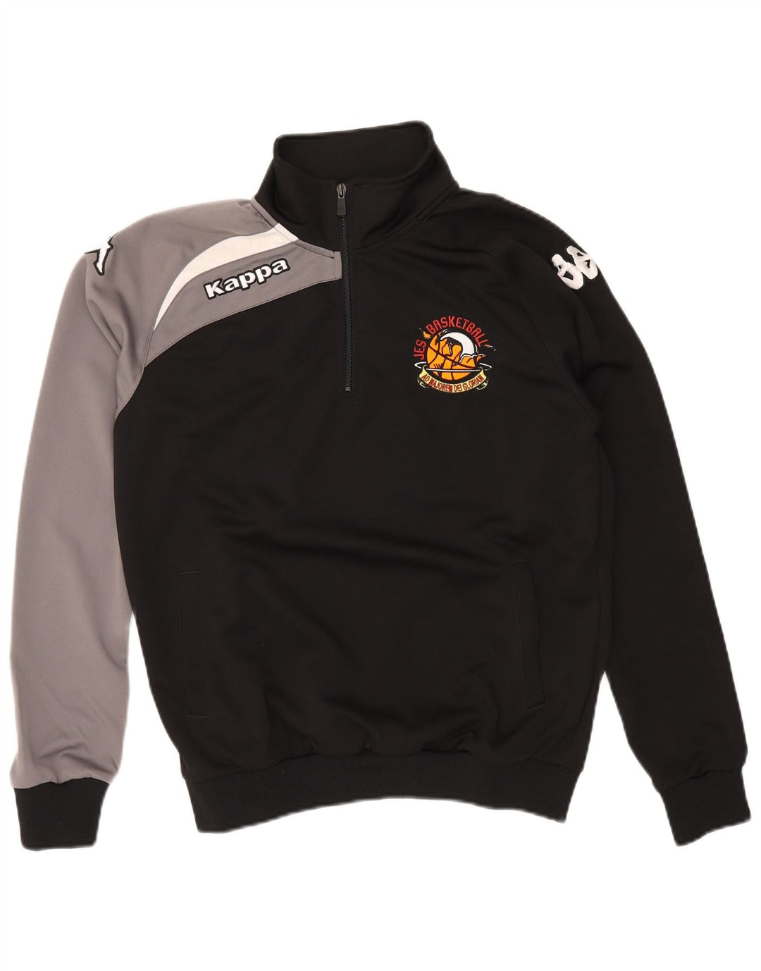 KAPPA grafisk sweatshirt med lynlås til mænd, lille sort farveblok